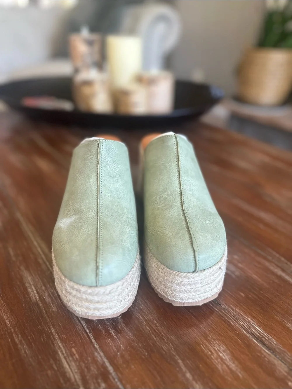 BEAST FASHION Nellie-01 Light Sage Espadrille Wedge Mule